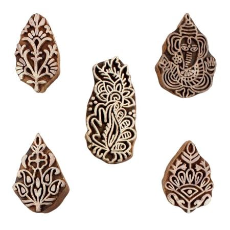 Set of 5 Piece New Mix Wooden Printing Blocks